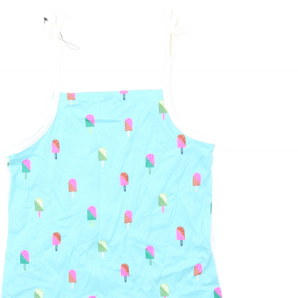 Marks and Spencer Girls Beige Geometric Cotton Basic Tank Size 6-7 Years Square Neck Pullover