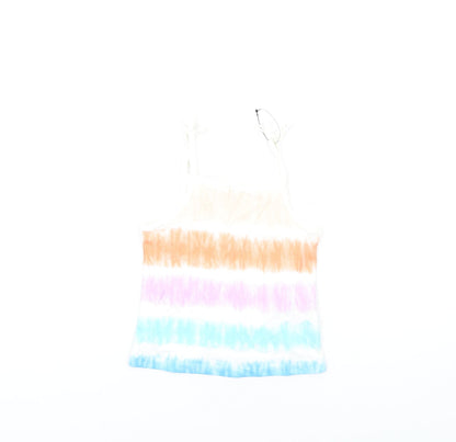 Additional front view of Marks & Spencer girls’ multicoloured geometric cotton basic tank, years square neck pullover