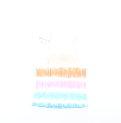Back view of Marks & Spencer girls’ multicoloured geometric cotton basic tank, size 3-4, years square neck pullover