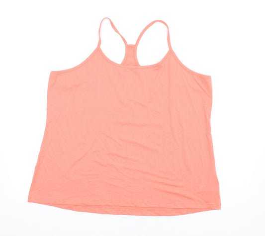 GOODMOVE Womens Orange Polyester Camisole T-Shirt Size 24 Round Neck Pullover