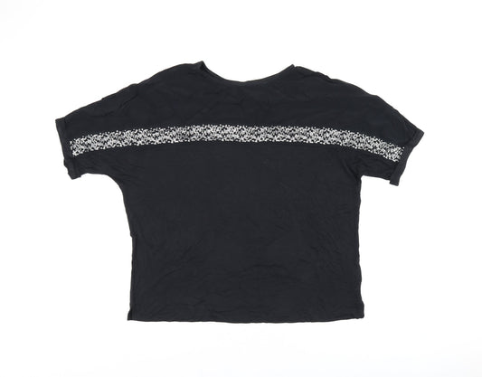 NEXT Womens Black Viscose Basic T-Shirt Size 10 Round Neck