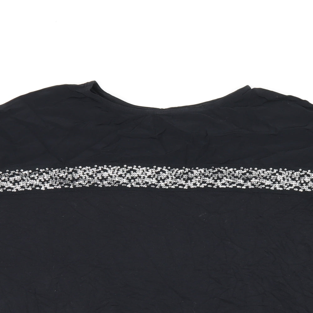 NEXT Womens Black Viscose Basic T-Shirt Size 10 Round Neck