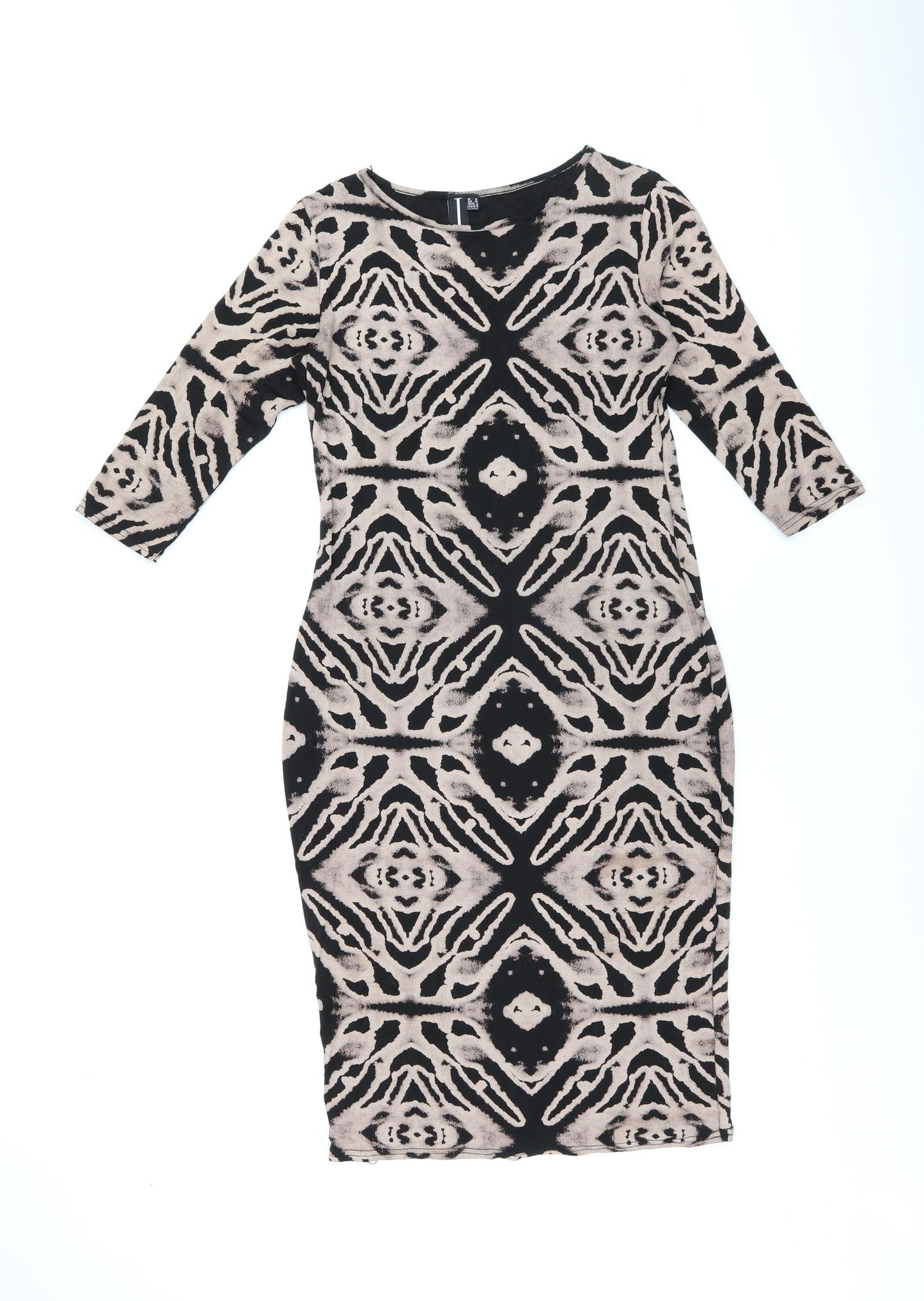 Izabel London Womens Black Tie Dye Viscose Bodycon Size 12 Round Neck Pullover