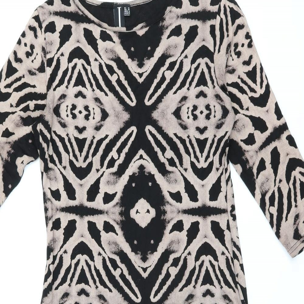 Izabel London Womens Black Tie Dye Viscose Bodycon Size 12 Round Neck Pullover