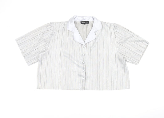 Loungeable Womens Silver Polyester Basic Button-Up Size 12 Collared