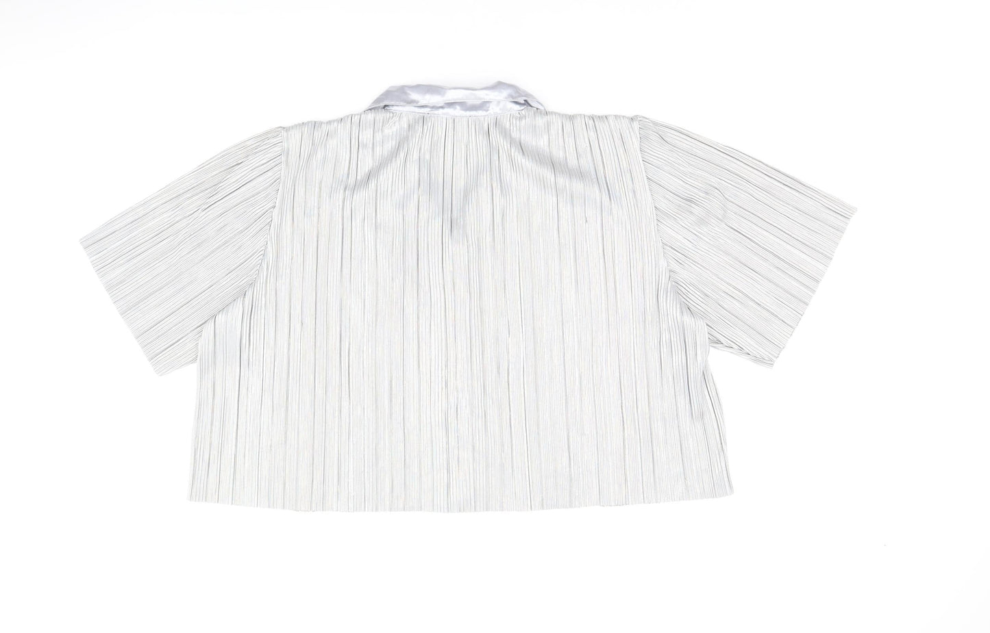 Loungeable Womens Silver Polyester Basic Button-Up Size 12 Collared
