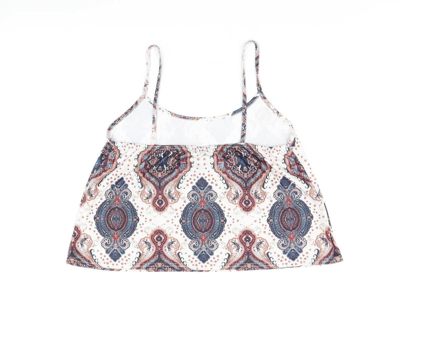 Boohoo Womens Multicoloured Geometric Polyester Camisole T-Shirt Size 14 Scoop Neck