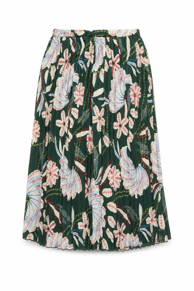 Anthony Studio Womens Green Floral Polyester Swing Skirt Size M