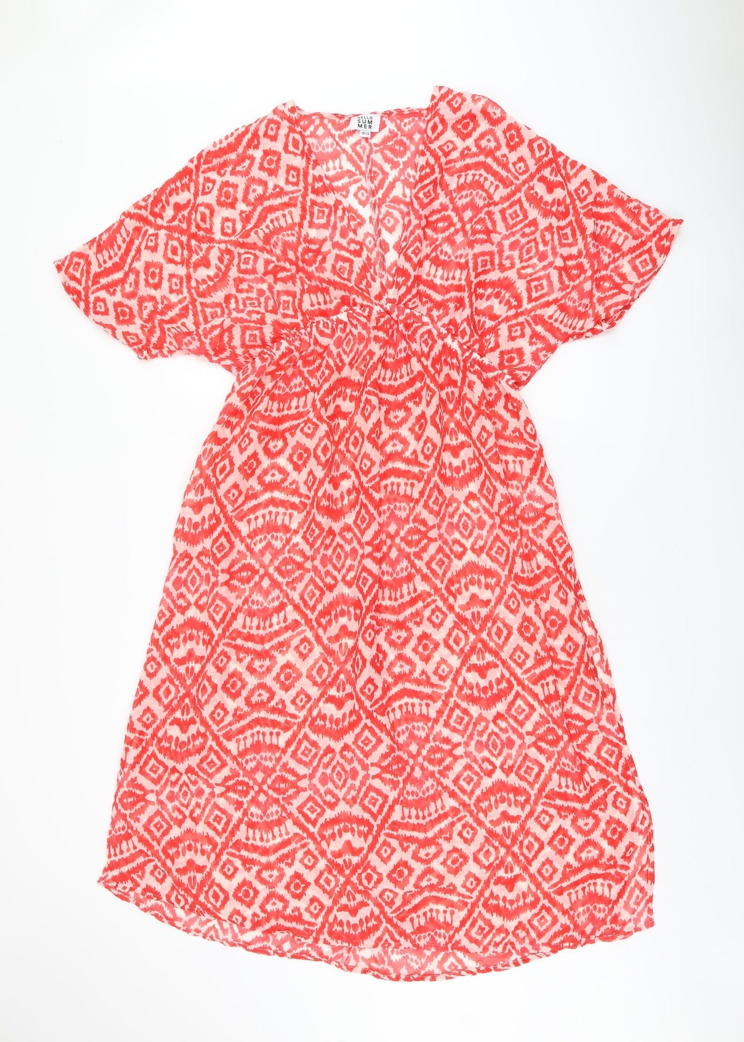 Hello Summer Womens Red Geometric Polyester Cover Up Size 10