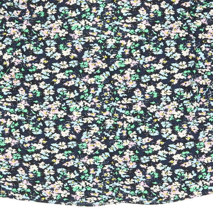 Marks & Spencer Womens Blue Floral Polyester Basic Blouse Size 8 V-Neck