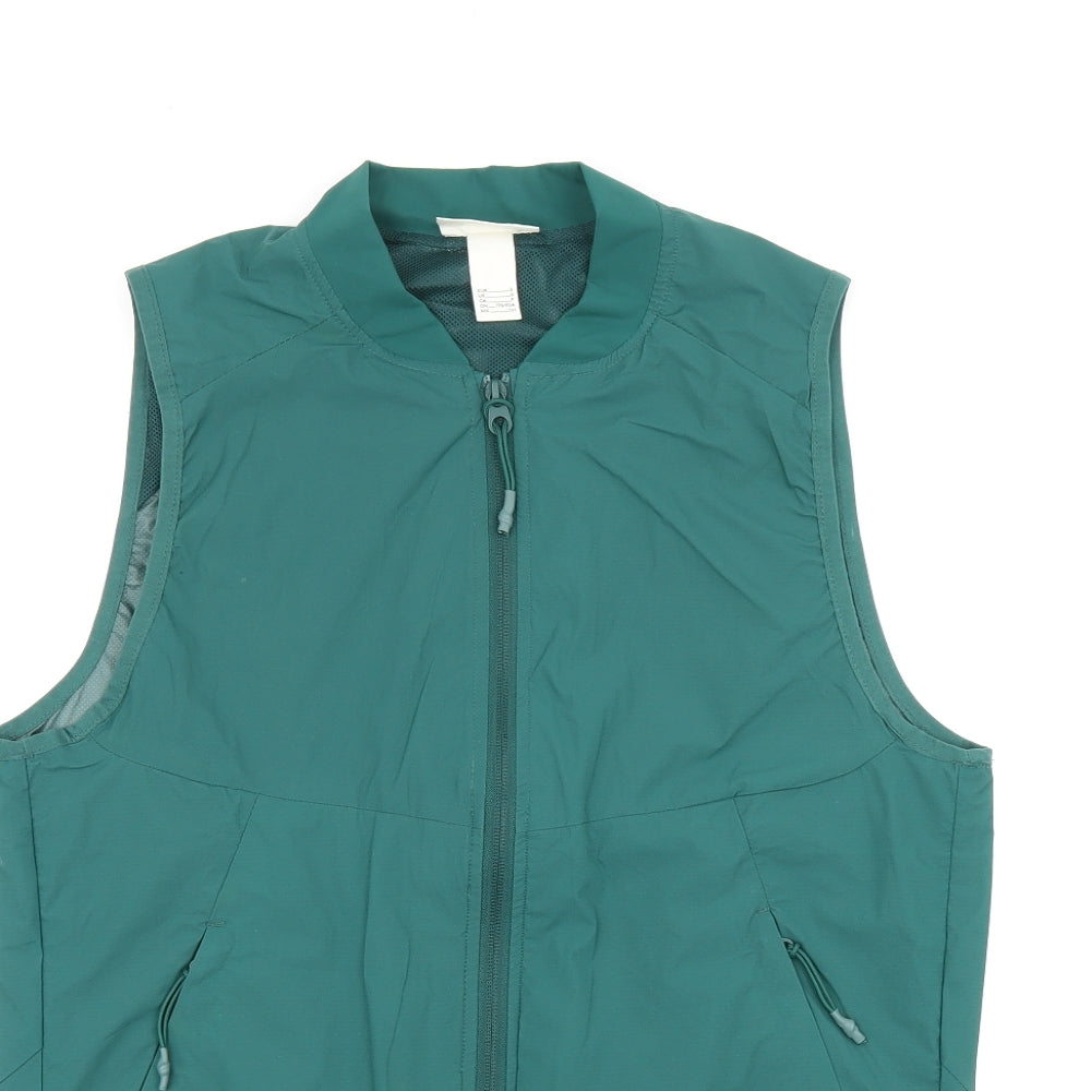 H&M Womens Green Gilet Jacket Size S Zip