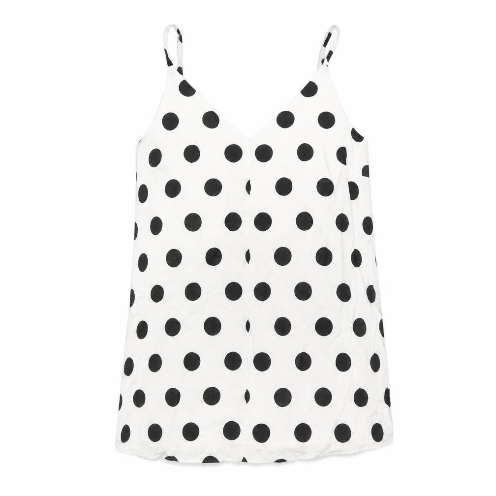 Marks & Spencer Womens White Polka Dot Flax Camisole Tank Size 6 V-Neck - Lined