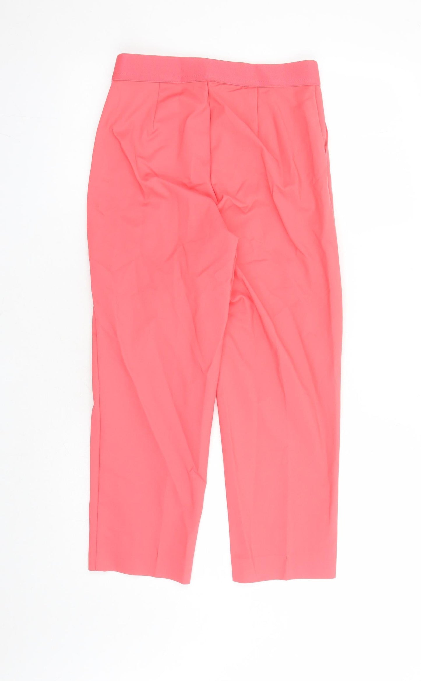Marks and Spencer Womens Pink Cotton Capri Trousers Size 8 L22 in Regular Zip - Elasticated Waist Pockets