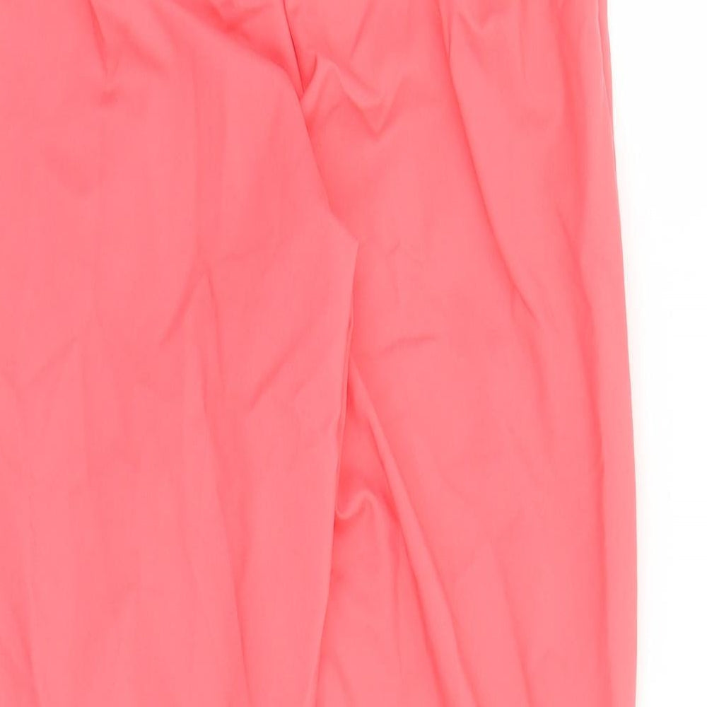 Marks and Spencer Womens Pink Cotton Capri Trousers Size 8 L22 in Regular Zip - Elasticated Waist Pockets