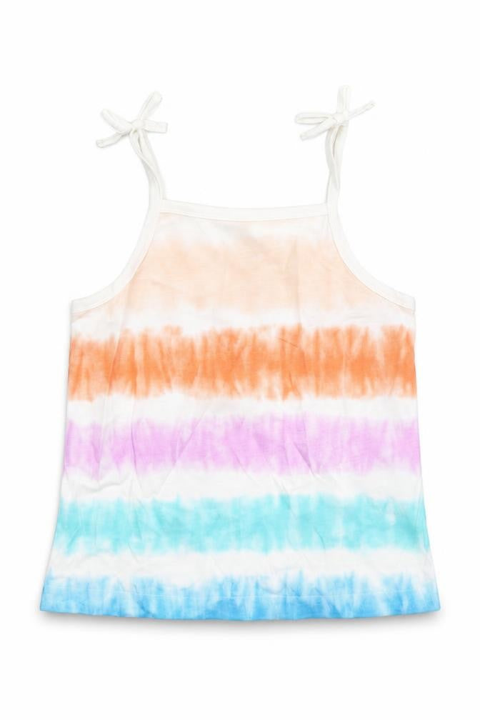 Marks & Spencer Girls Multicoloured Cotton Camisole Tank Size 2-3 Years Square Neck Tie - Tie Dye Effect