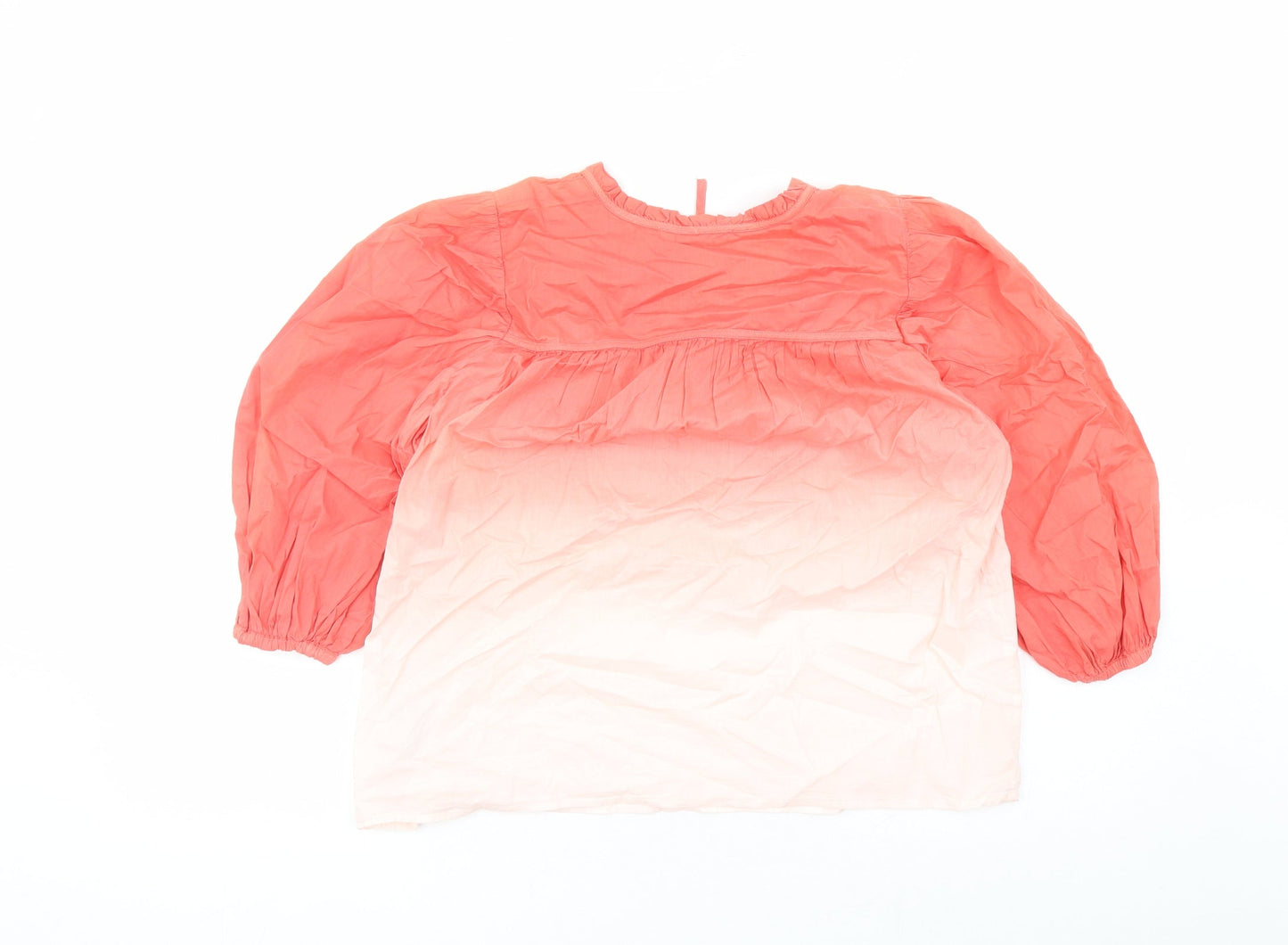 Per Una Womens Multicoloured 100% Cotton Basic Blouse Size 6 Round Neck - Ombre Effect Keyhole Neckline