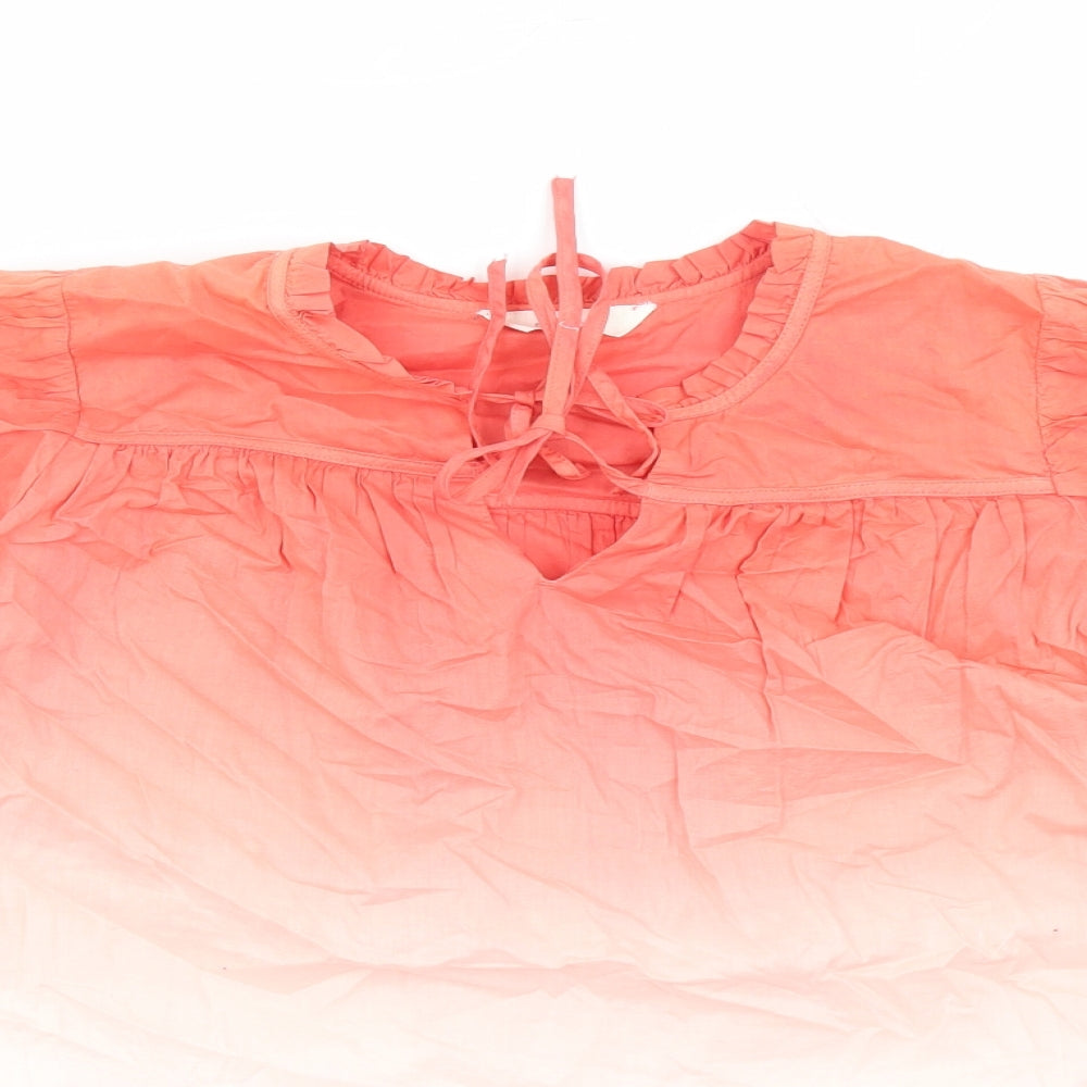 Per Una Womens Multicoloured 100% Cotton Basic Blouse Size 6 Round Neck - Ombre Effect Keyhole Neckline