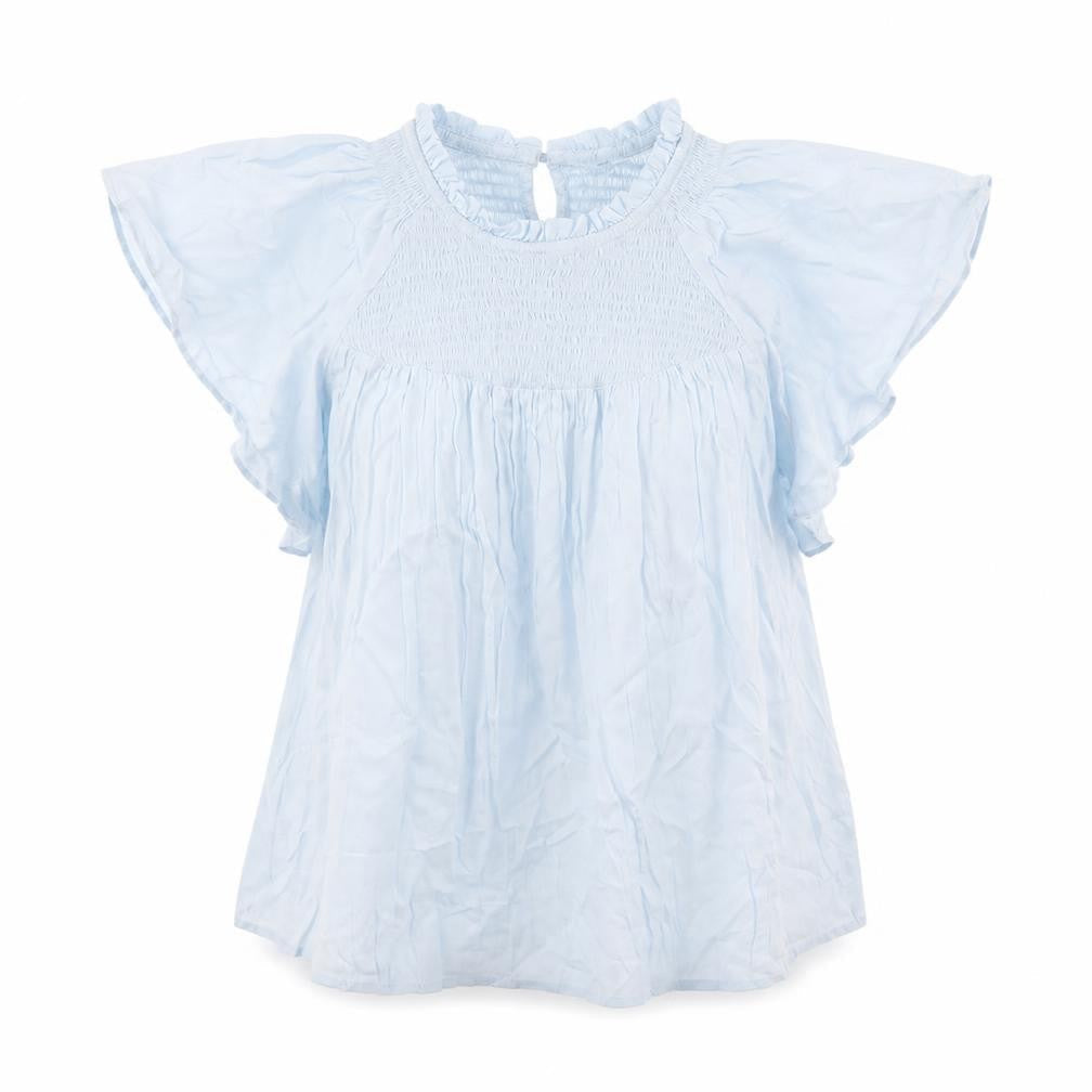 Y-A-S Womens Blue Viscose Basic Blouse Size L Round Neck