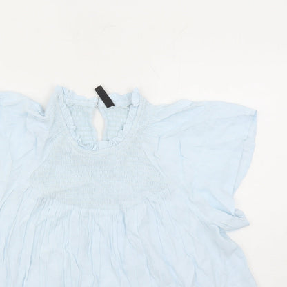 Y-A-S Womens Blue Viscose Basic Blouse Size L Round Neck