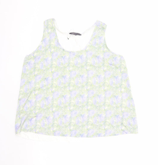 Marks and Spencer Womens Multicoloured Geometric Polyester Basic Tank Size 16 Round Neck
