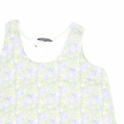 Marks & Spencer Womens Multicoloured Geometric Polyester Basic Tank Size 16 Round Neck