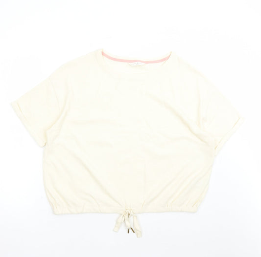 Marks and Spencer Womens Ivory Solid Cotton Top Pyjama Top Size XL Drawstring