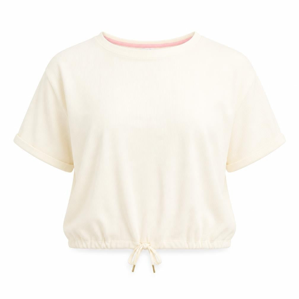Marks & Spencer Womens Ivory Solid Cotton Top Pyjama Top Size XL Drawstring