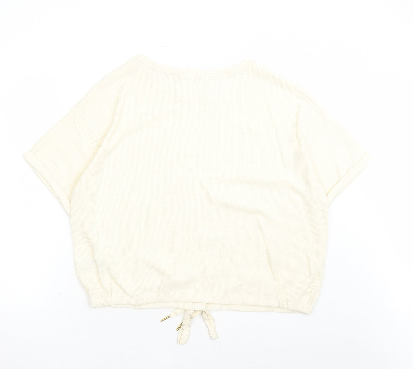 Marks and Spencer Womens Ivory Solid Cotton Top Pyjama Top Size XL Drawstring