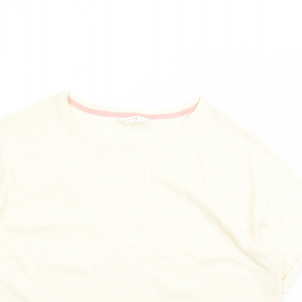 Marks and Spencer Womens Ivory Solid Cotton Top Pyjama Top Size XL Drawstring