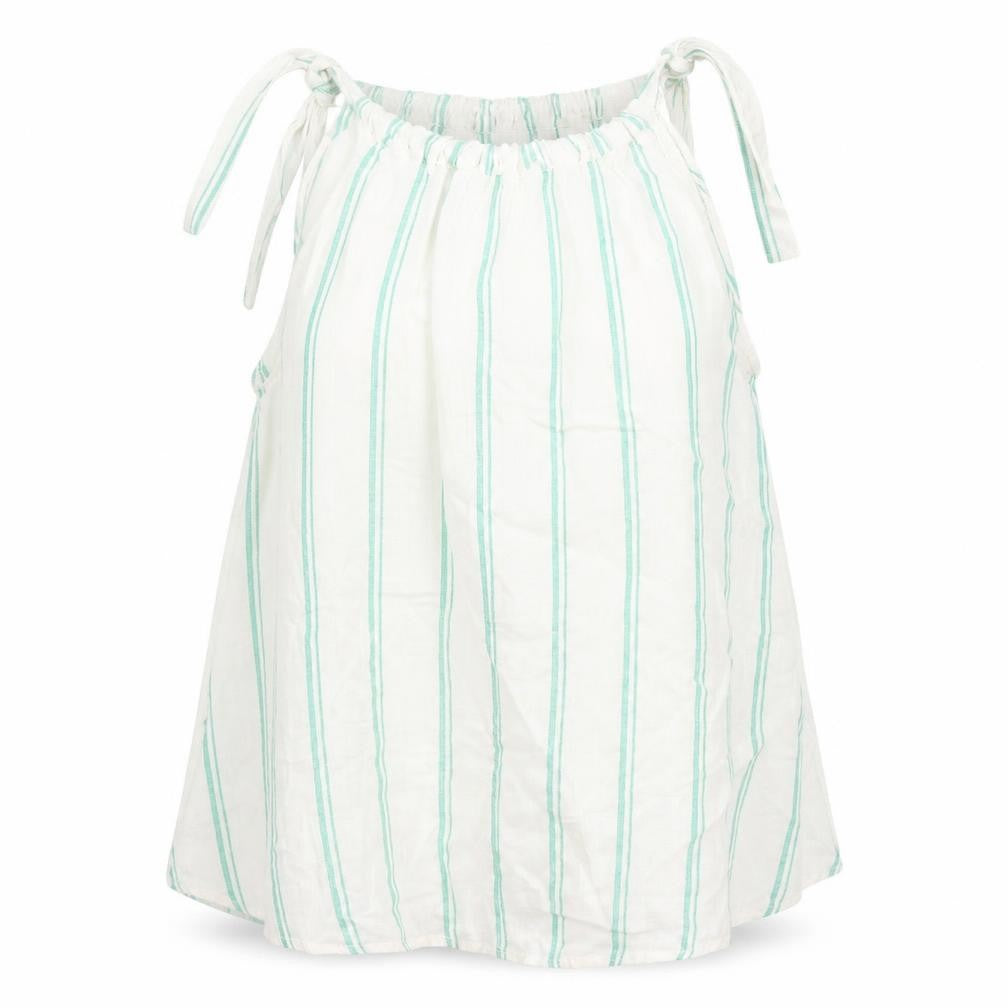 Marks & Spencer Womens Ivory Striped Flax Camisole Tank Size 8 Round Neck