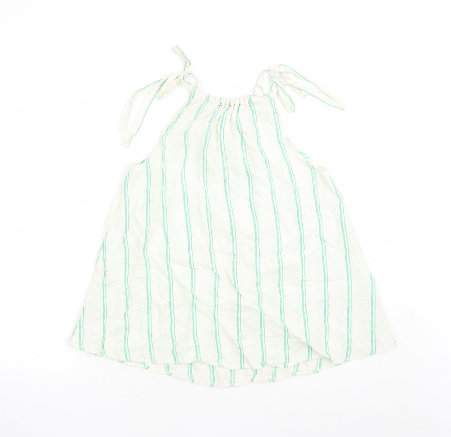 Marks and Spencer Womens Ivory Striped Flax Camisole Tank Size 8 Round Neck