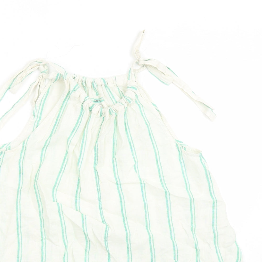 Marks and Spencer Womens Ivory Striped Flax Camisole Tank Size 8 Round Neck