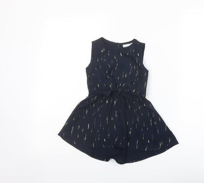 Additional front view of NAME IT girls’ black geometric polyester basic blouse, size 2, years round neck button