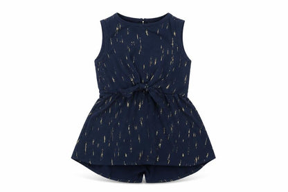 Front view of NAME IT girls’ black geometric polyester basic blouse, size 2, years round neck button