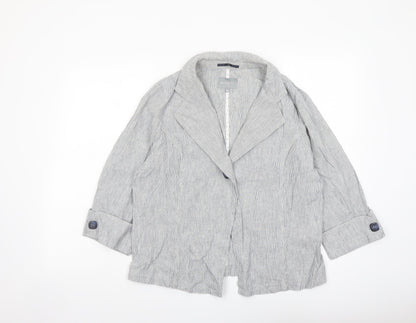 Per Una Womens Grey Striped Jacket Size 18 Button