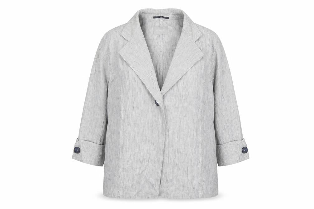 Per Uba Womens Grey Striped Jacket Size 18 Button