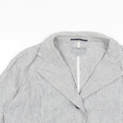 Per Una Womens Grey Striped Jacket Size 18 Button