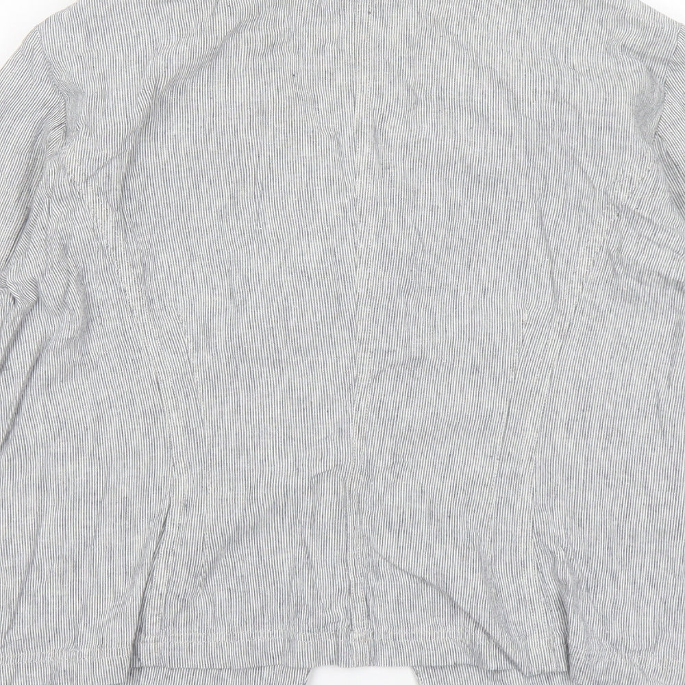 Per Uba Womens Grey Striped Jacket Size 18 Button