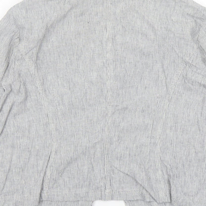 Per Una Womens Grey Striped Jacket Size 18 Button