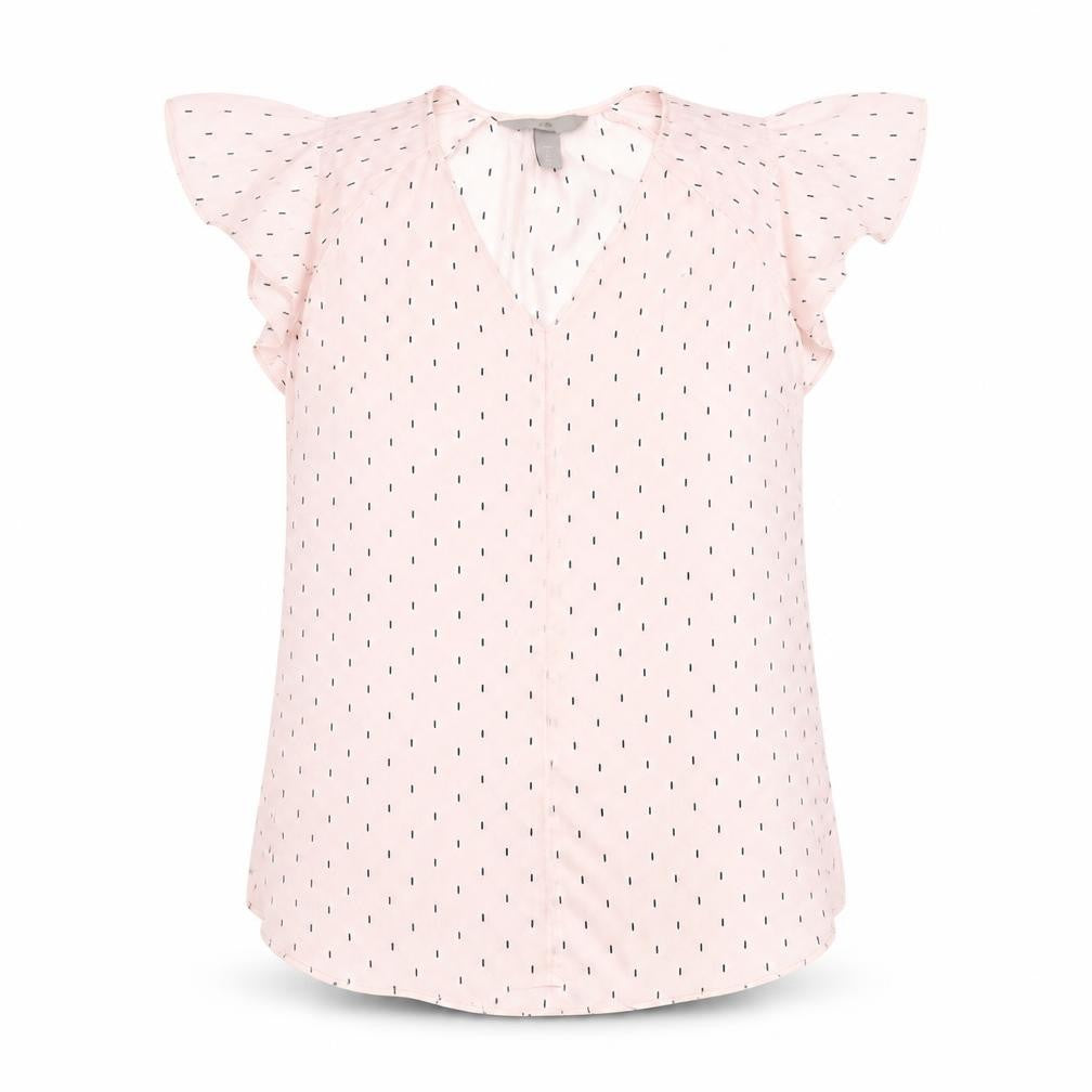 H&M Womens Pink Geometric Polyester Basic Blouse Size 8 V-Neck