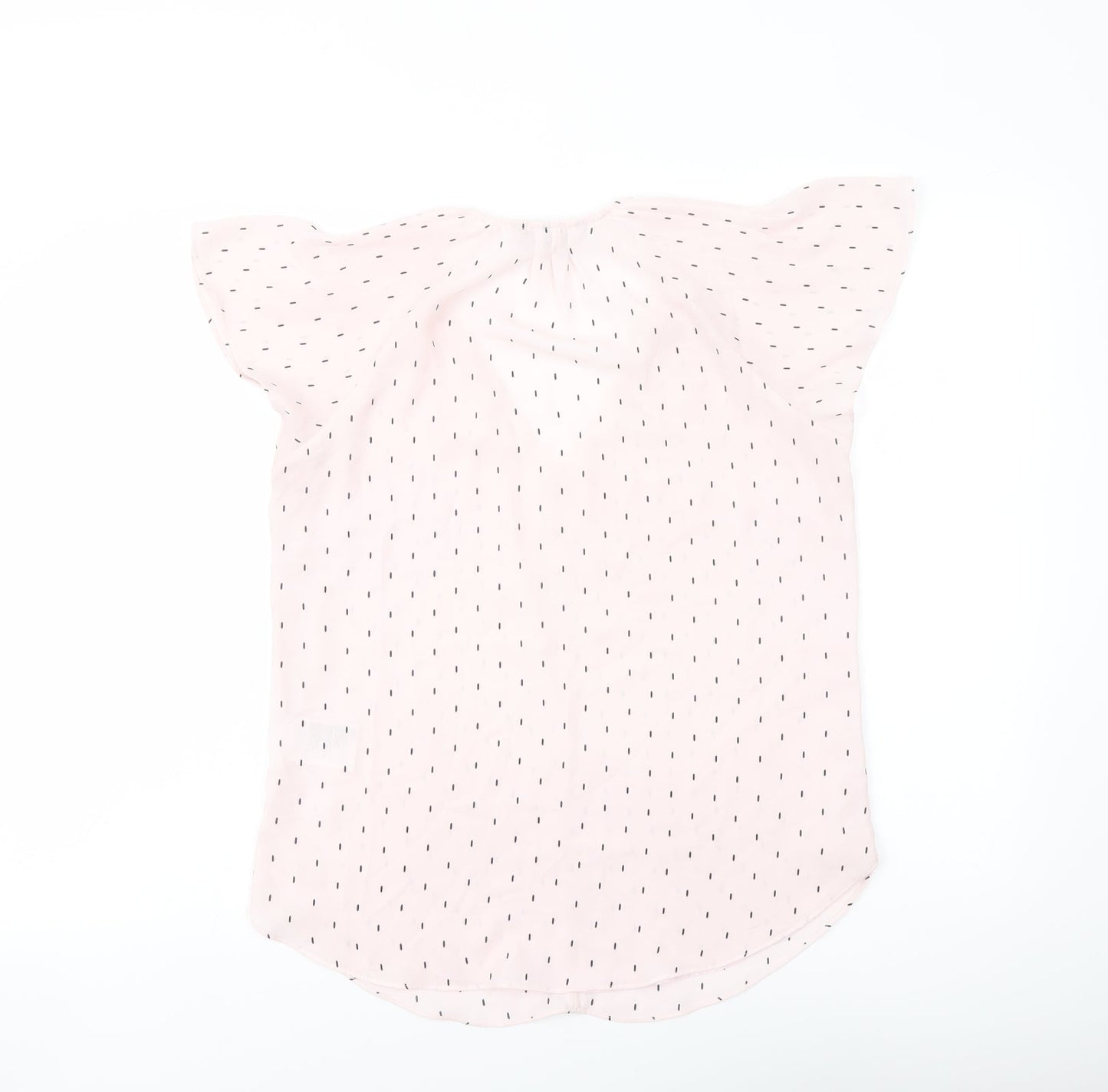 H&M Womens Pink Geometric Polyester Basic Blouse Size 8 V-Neck