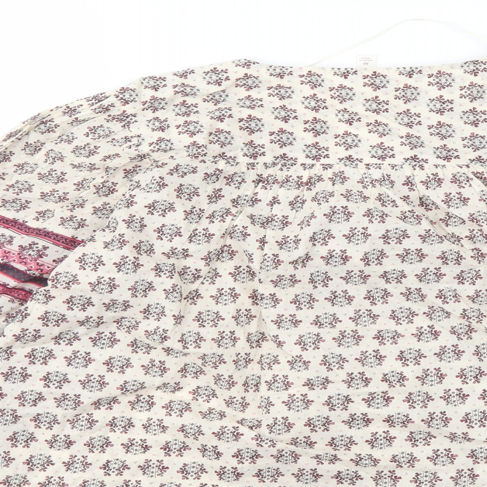 Per Una Womens Multicoloured Geometric Cotton Basic Blouse Size M V-Neck