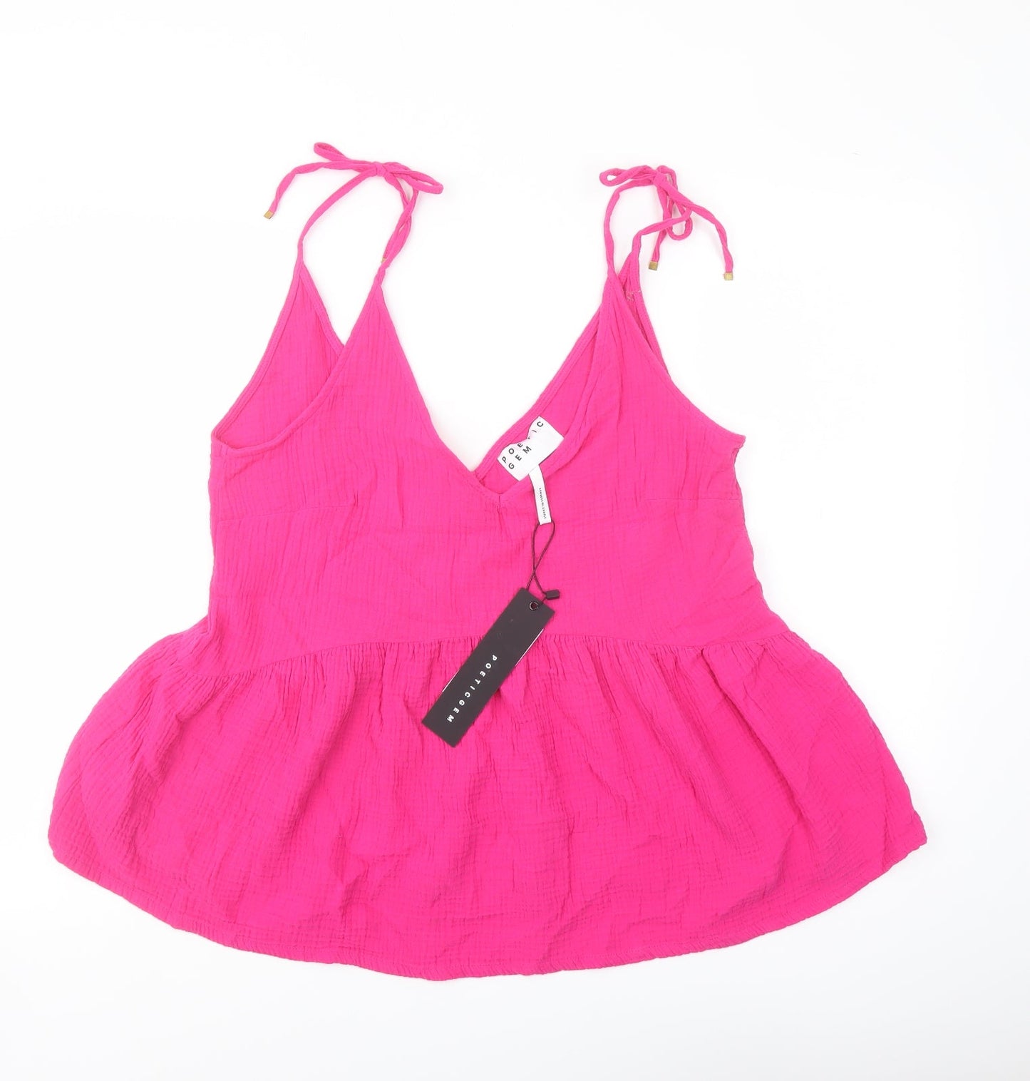 Poetic Gem Womens Pink Cotton Basic Tank Size 12 V-Neck