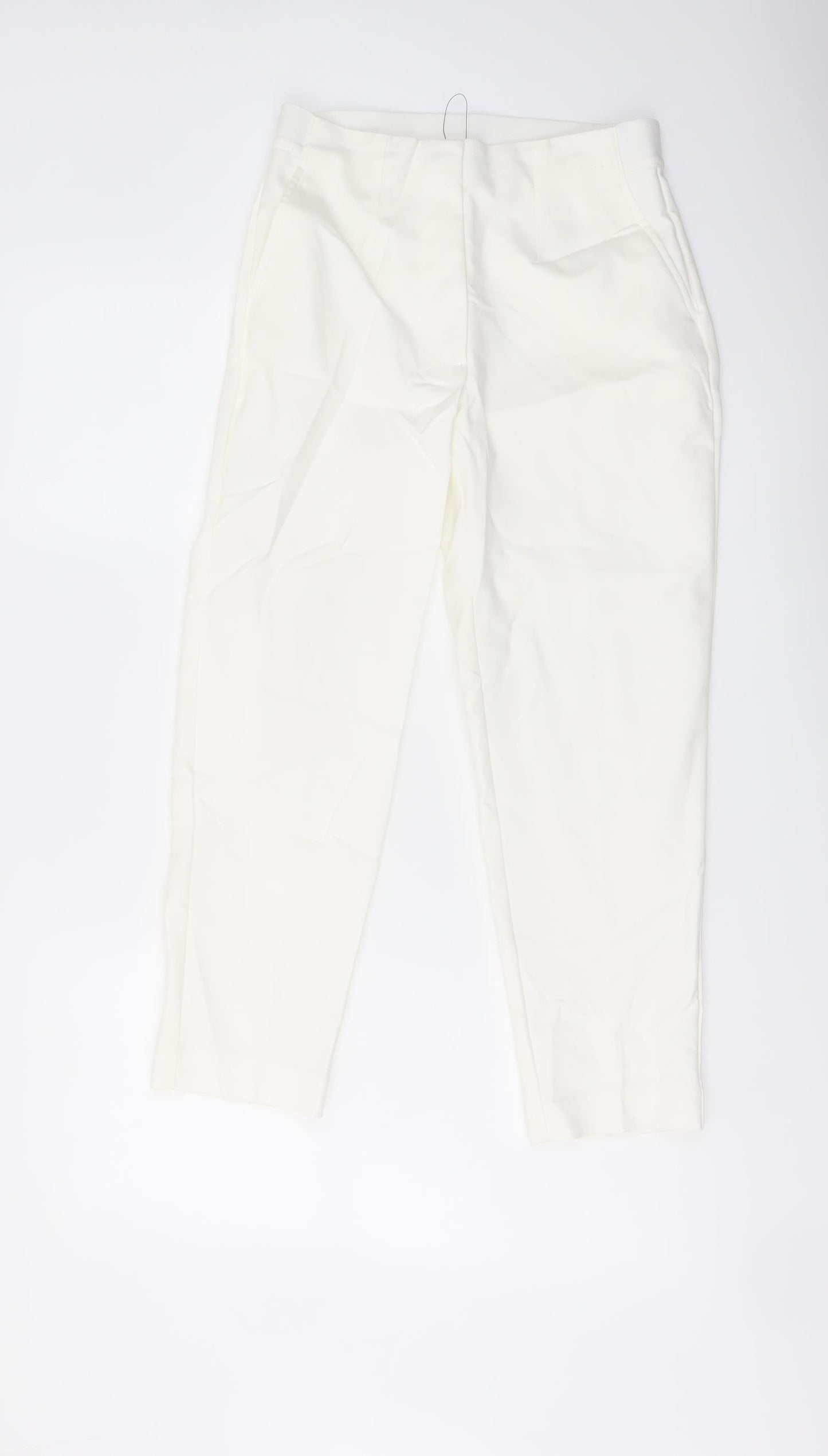Marks and Spencer Womens Ivory Cotton Carrot Trousers Size 8 L24 in Regular