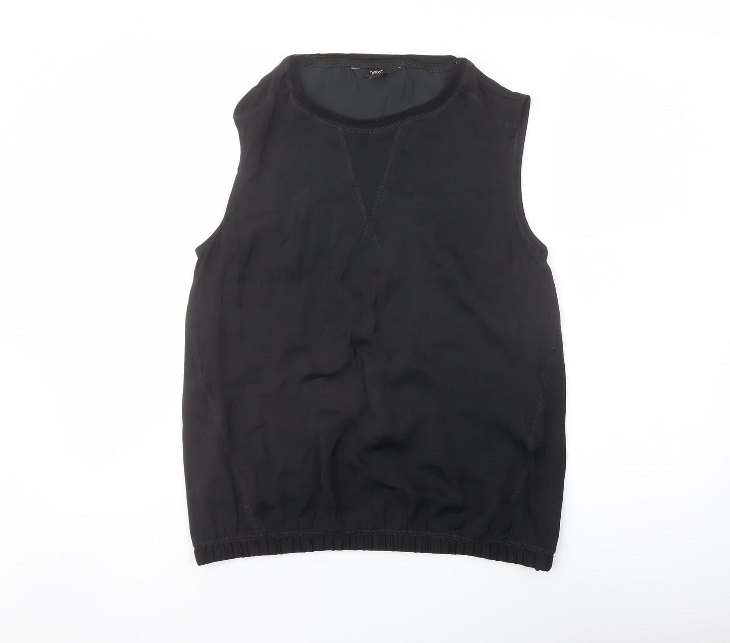 NEXT Womens Black Polyester Basic Blouse Size 12 Round Neck