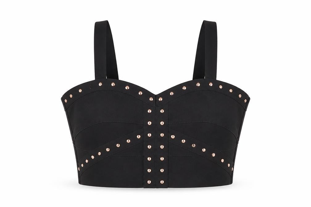 New Look Womens Black Polyester Cropped Tank Size 12 Square Neck