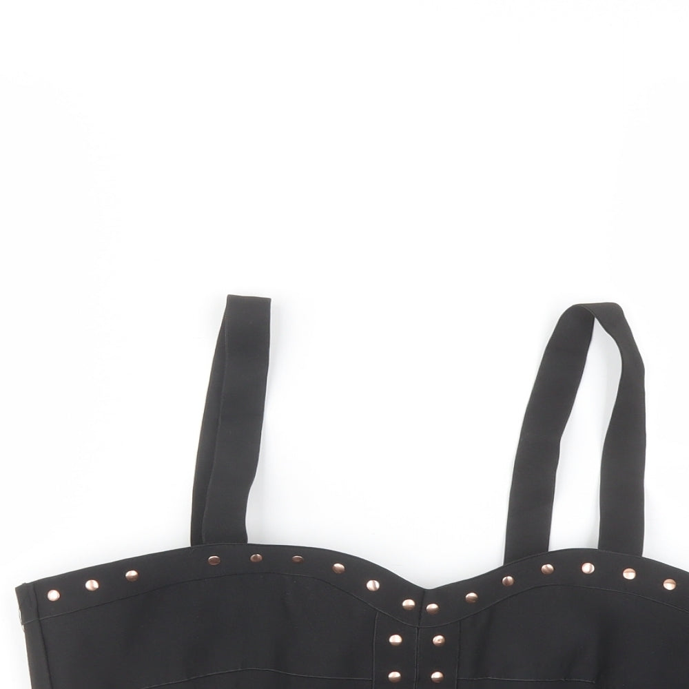 New Look Womens Black Polyester Cropped Tank Size 12 Square Neck