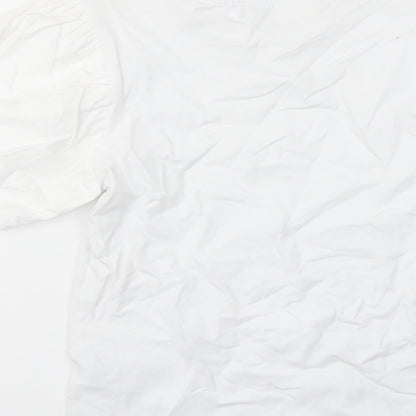 Warehouse Womens White Cotton Basic T-Shirt Size 8 Crew Neck