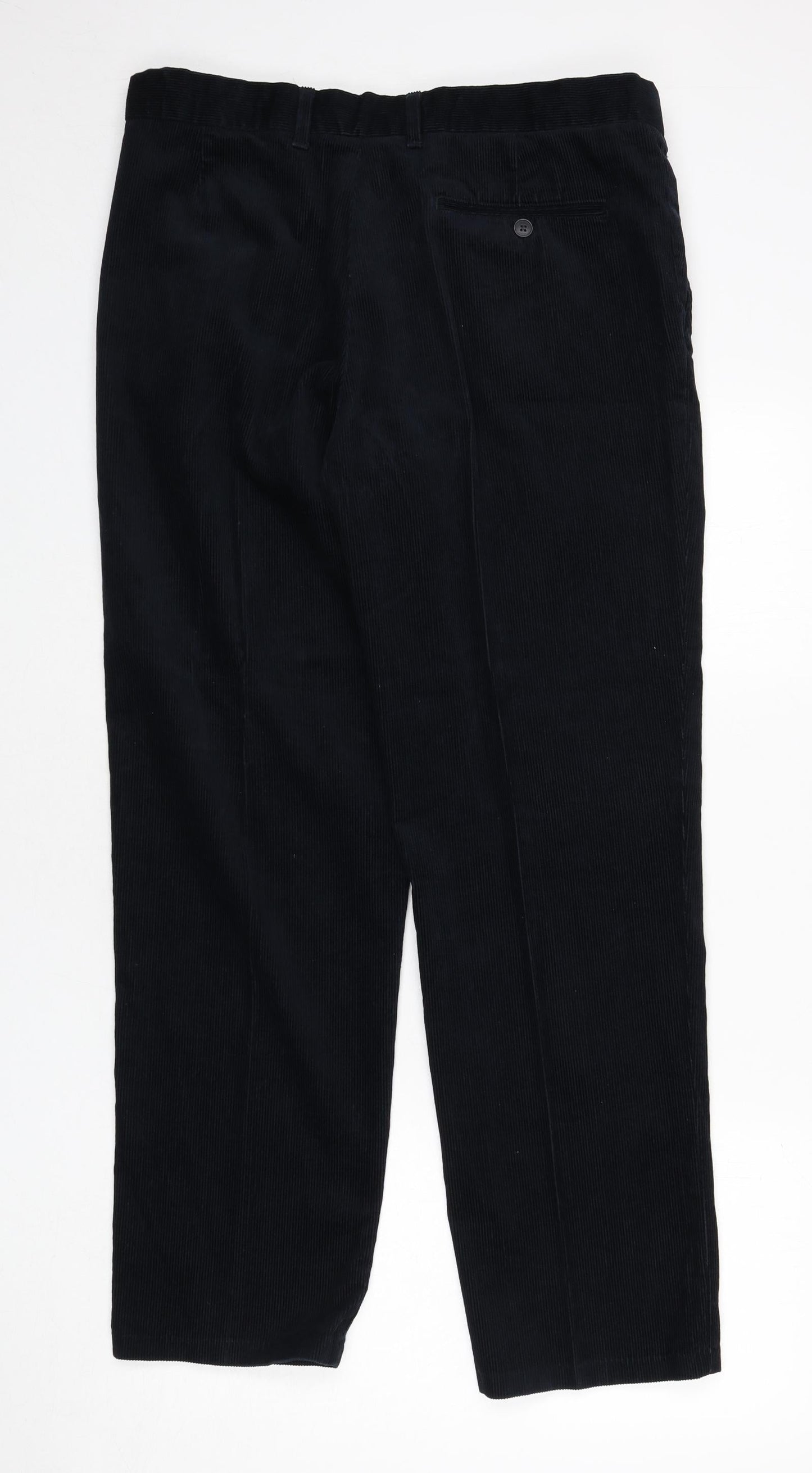 Marks and Spencer Womens Blue Cotton Trousers Size 36 L31 in Regular Zip