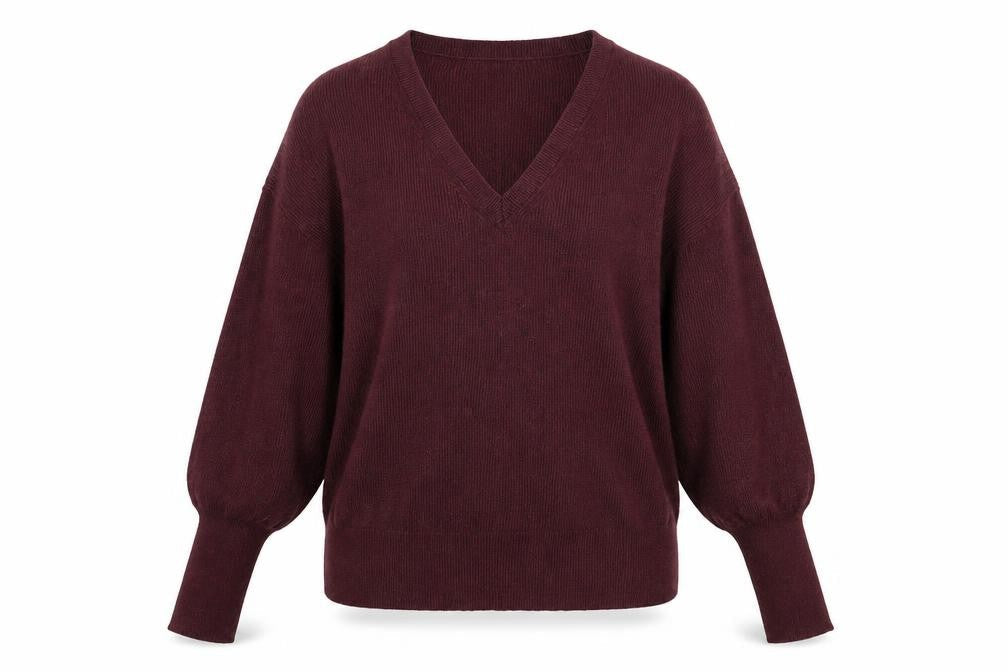 Marks and Spencer Womens Red V-Neck Viscose Pullover Jumper Size M
